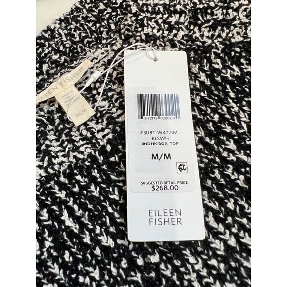 NWT Eileen Fisher Size M Round Neck Boxy Sweater - Black MSRP $268 - Picture 8 of 13